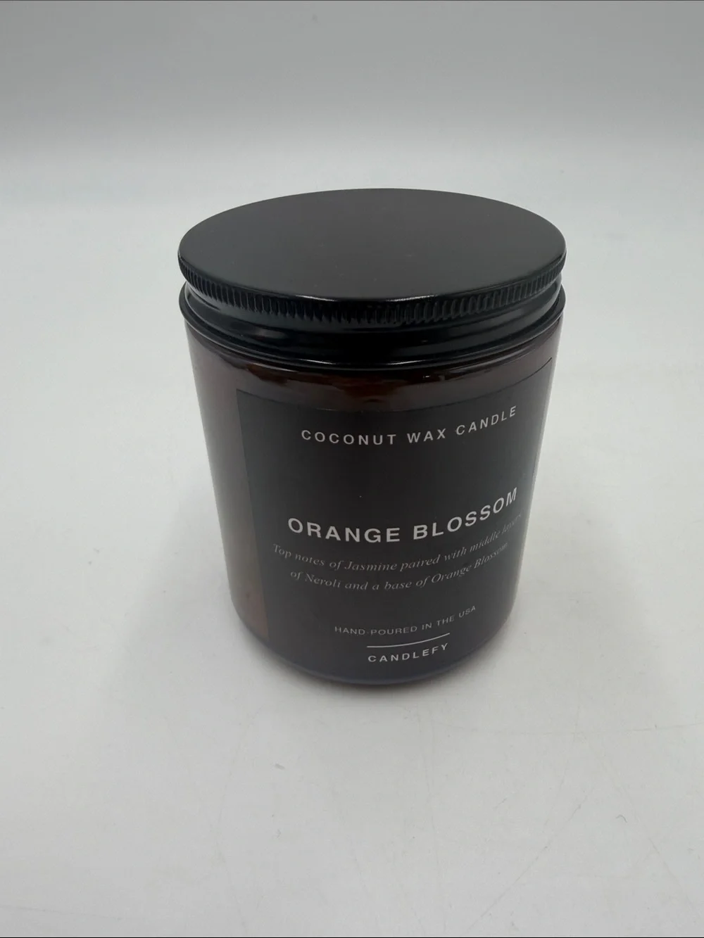Orange Blossom Coconut Wax Candle - Amber Glass Jar